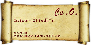Csider Olivér névjegykártya